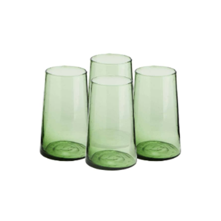 Le verre Beldi Highball Set of 4 Handmade Moroccan Beldi Glasses, Green