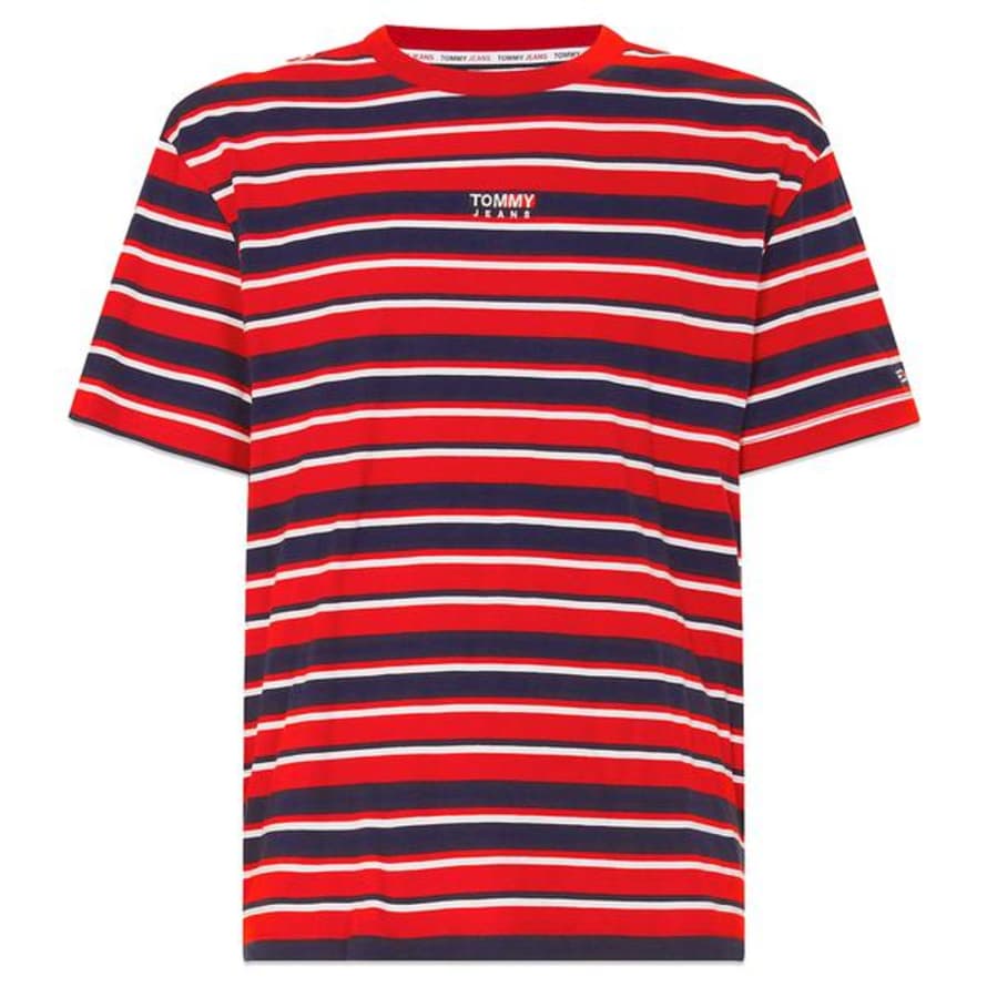 Tommy Hilfiger Center Graphic Stripe T Shirt Deep Crimson