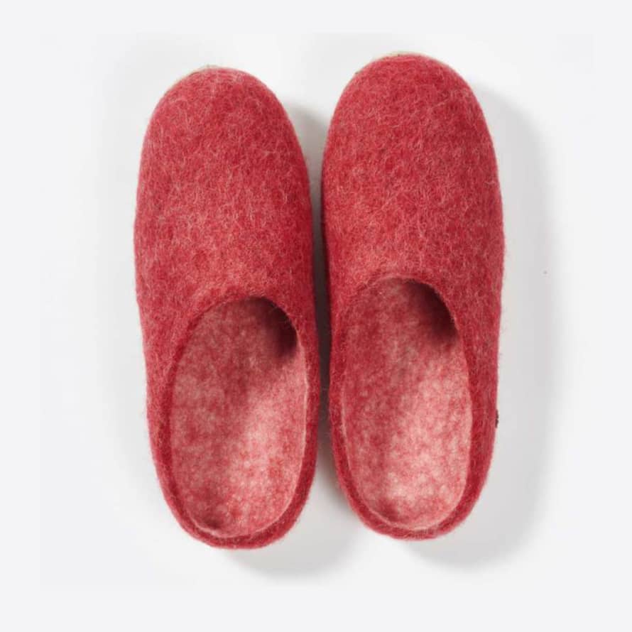 Felties Hand-Felted Slippers From Certified Production Red