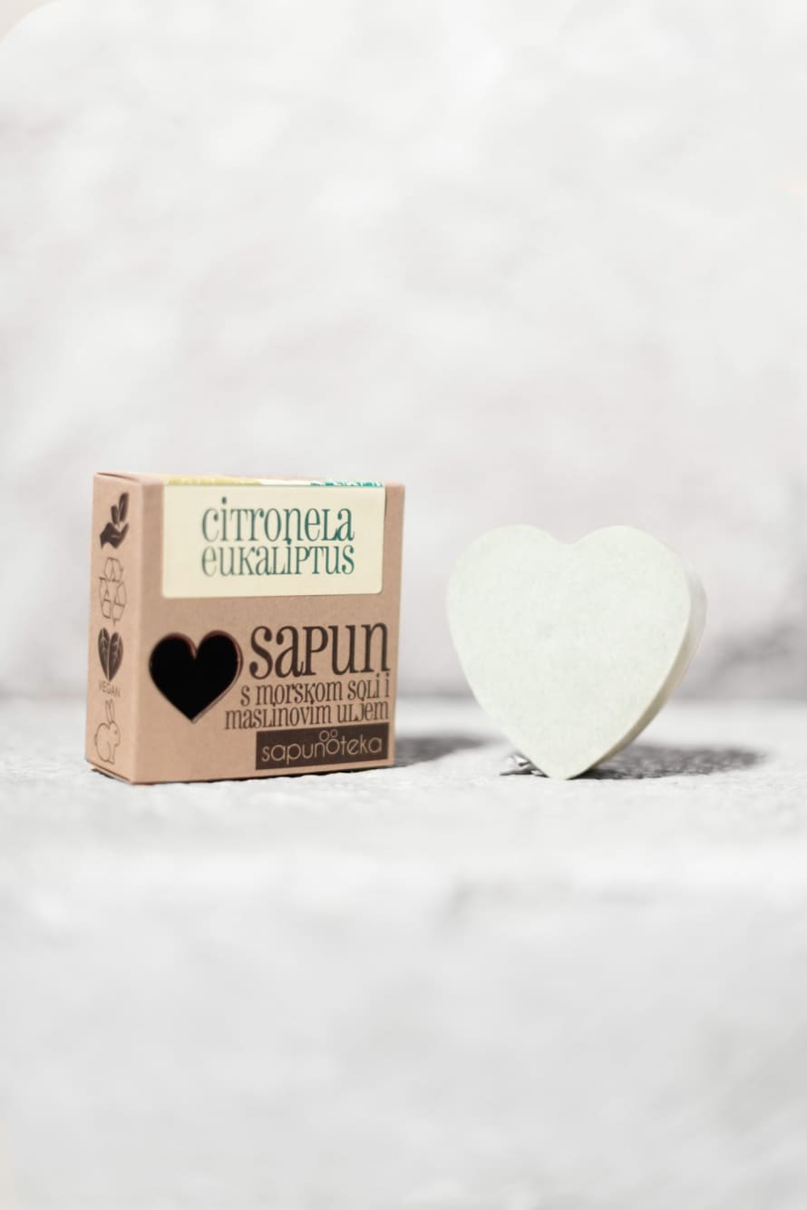 Sapunoteka Sea Salt Soap Citronella & Eucalyptus Heart Shaped