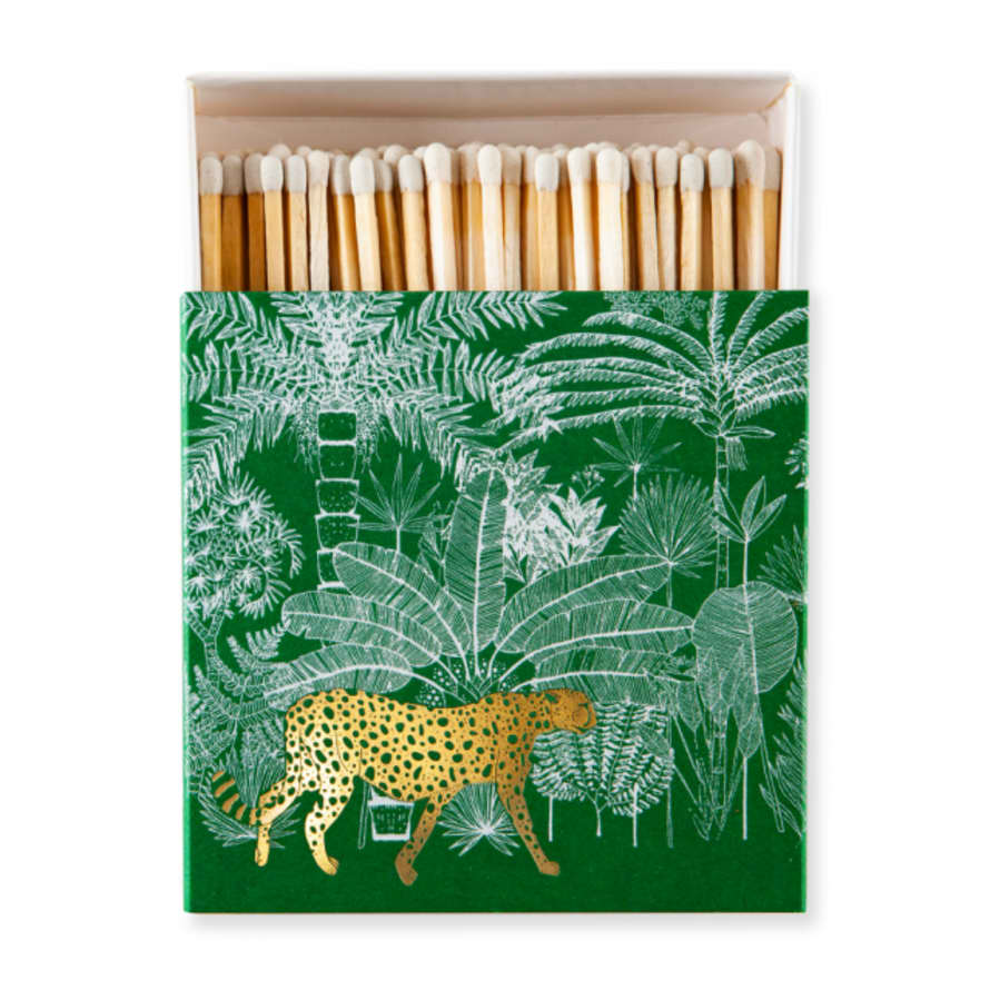 &Quirky Golden Cheetah In Green Jungle Box Of Matches