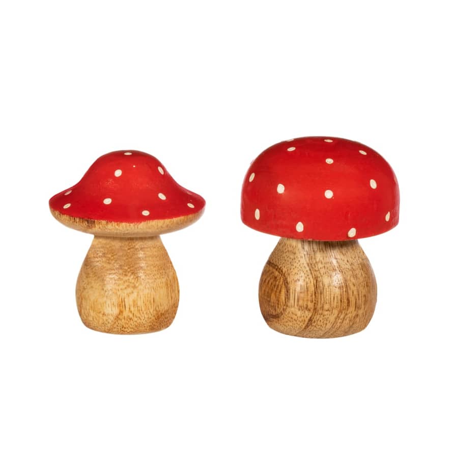 Sass & Belle  Wooden Mushroom Standing Decoration
