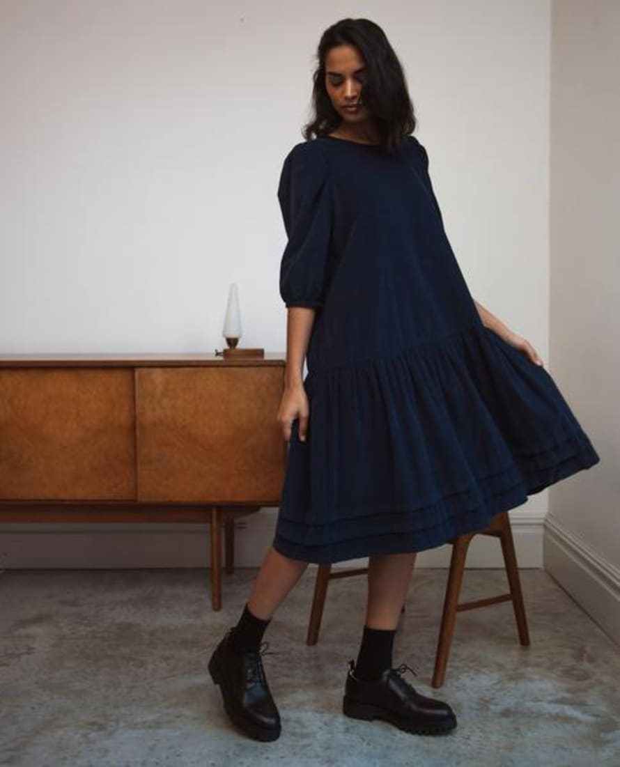 Beaumont Organic Glynis Cord Dress In Navy