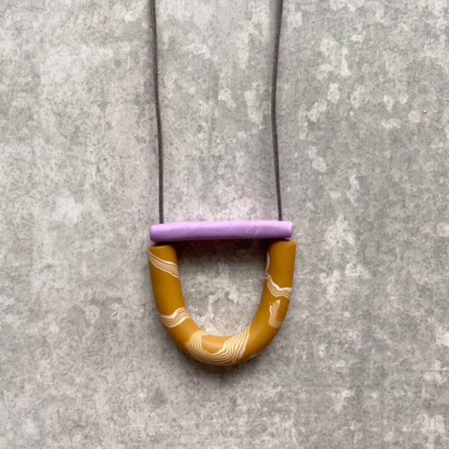 fison zair Lilac And Mustard Arc And Bar Necklace
