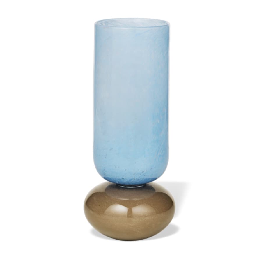 Broste Copenhagen Dorit Vase Mouthblown Glass Light Blue & Taupe