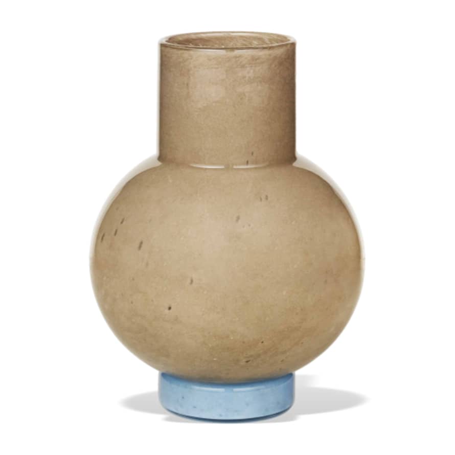 Broste Copenhagen Mari Vase Mouthblown Glass Taupe & Light Blue