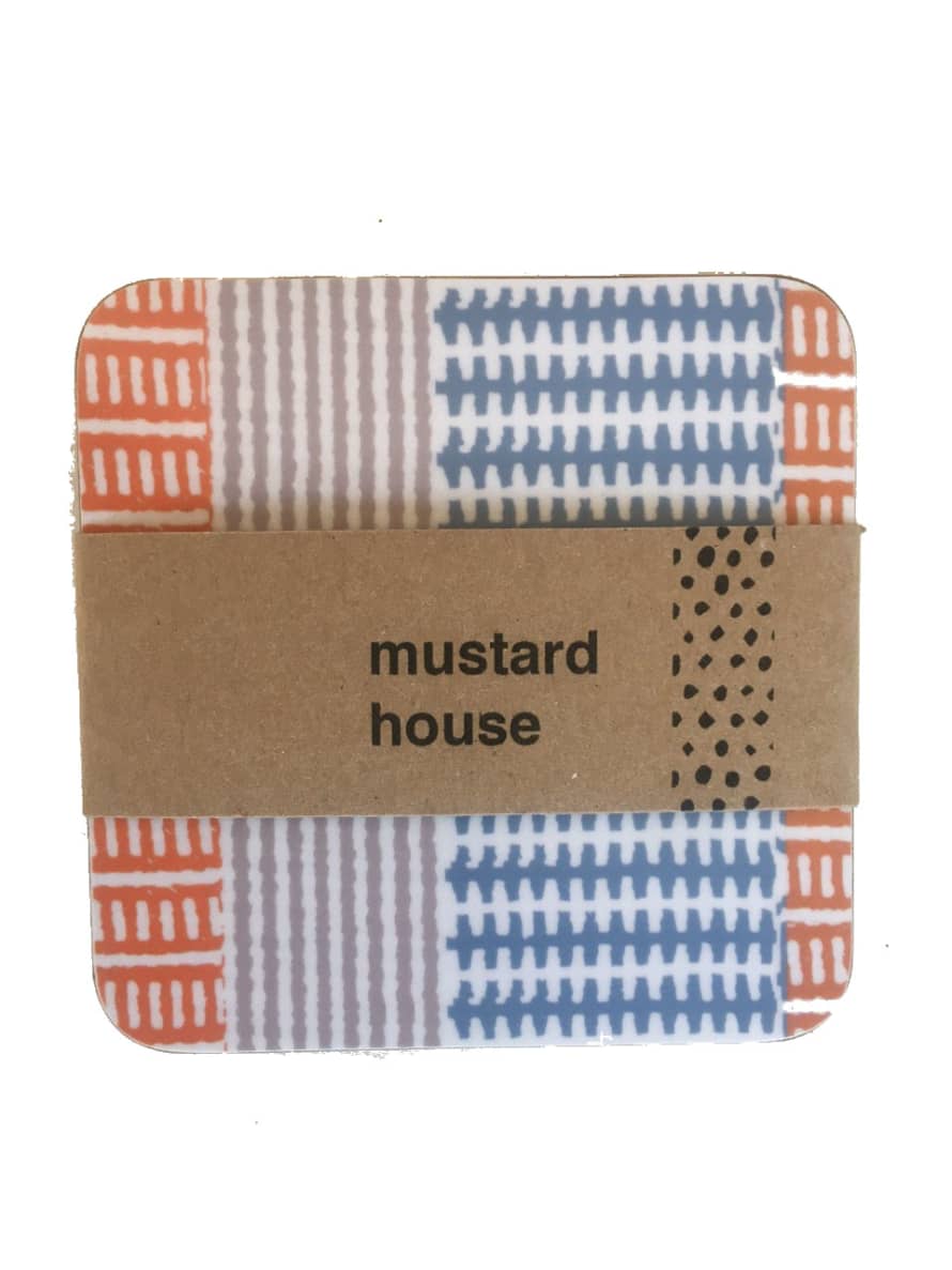 Mustard House Raffia Weave Set of 4 Coasters