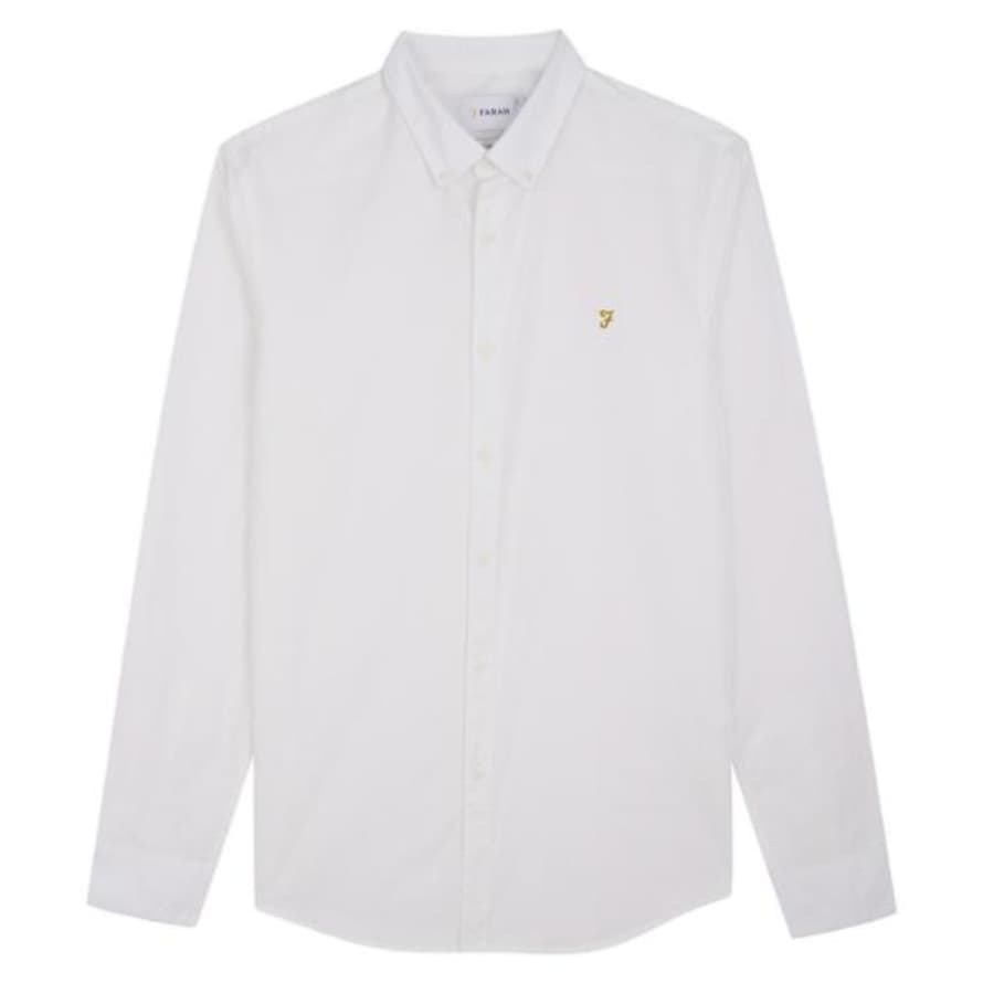 Farah Brewer New Slim Fit Oxford Shirt White