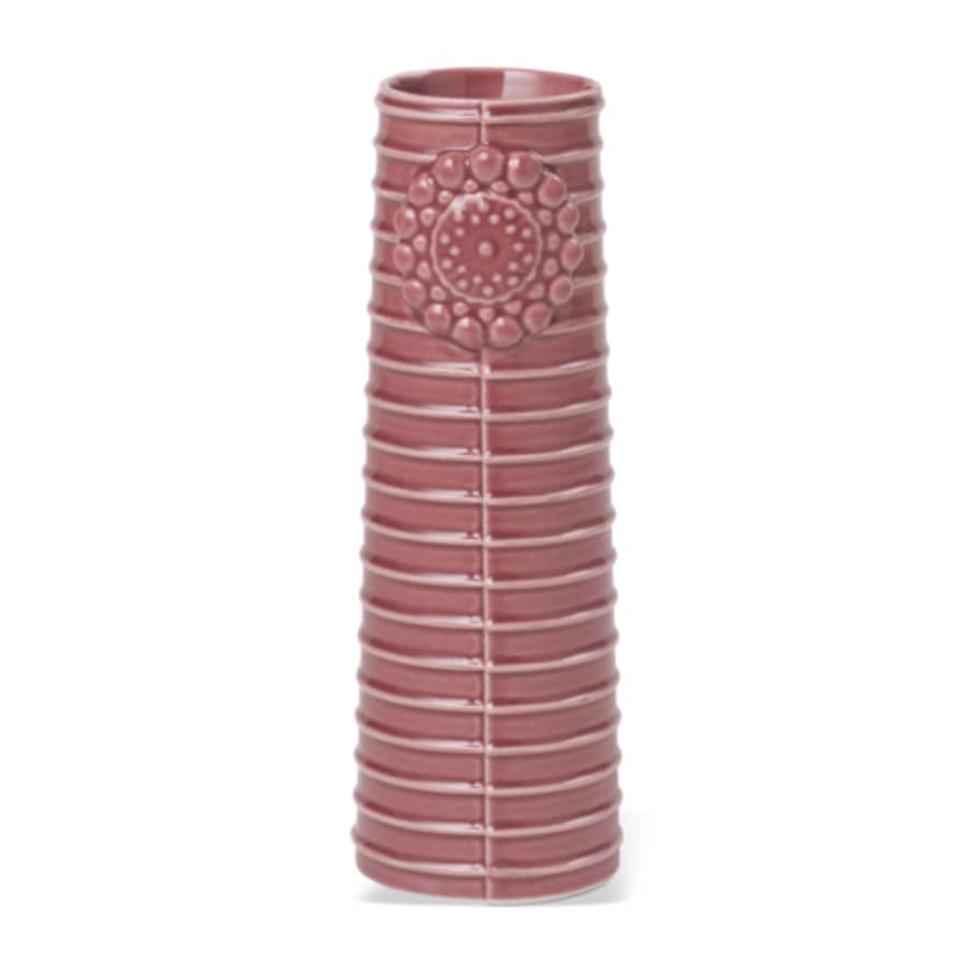 Dottir Pipanella Ceramic Vase Lines Small Dusty Rose