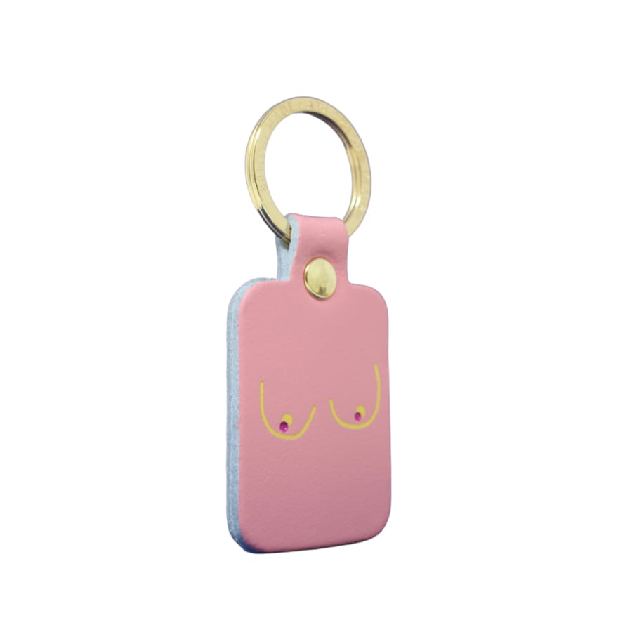 &Quirky Cheeky Boob Key Ring Fob Baby Pink