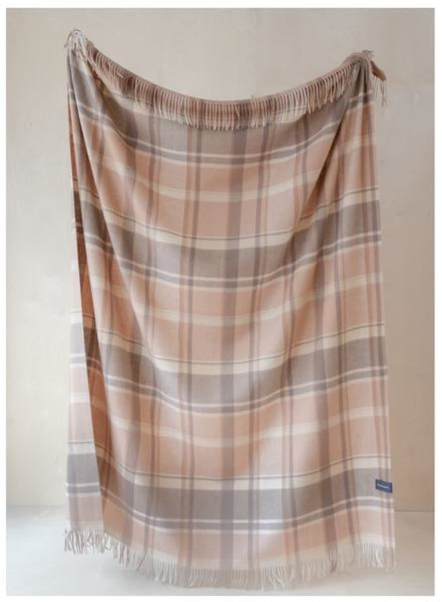The Tartan Blanket Company Lambswool Blanket In Neutral Multi Check