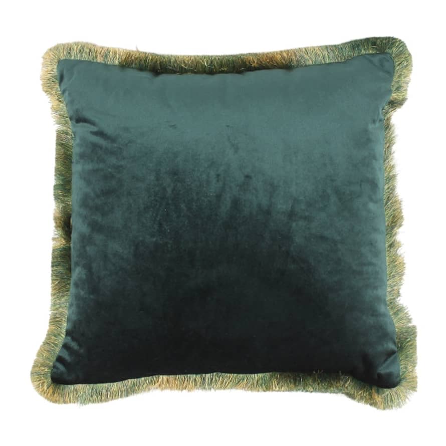 &Quirky Emerald Green Cushion With Fringes