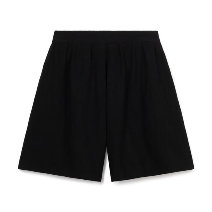 Kate Sheridan Black Linen Pleat Play Shorts