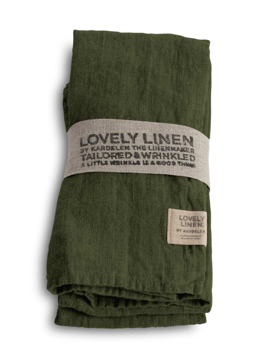 Lovely Linen 100% European Linen Table Cloth in Jeep Green (size M)