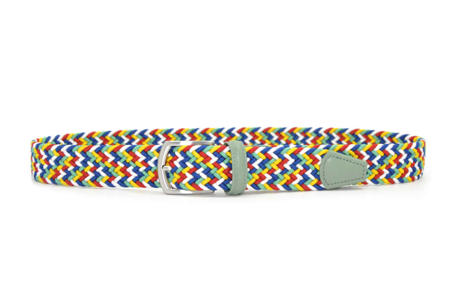 Anderson's Multi-Woven Elasticated Belt (Multicolour/Light Green)