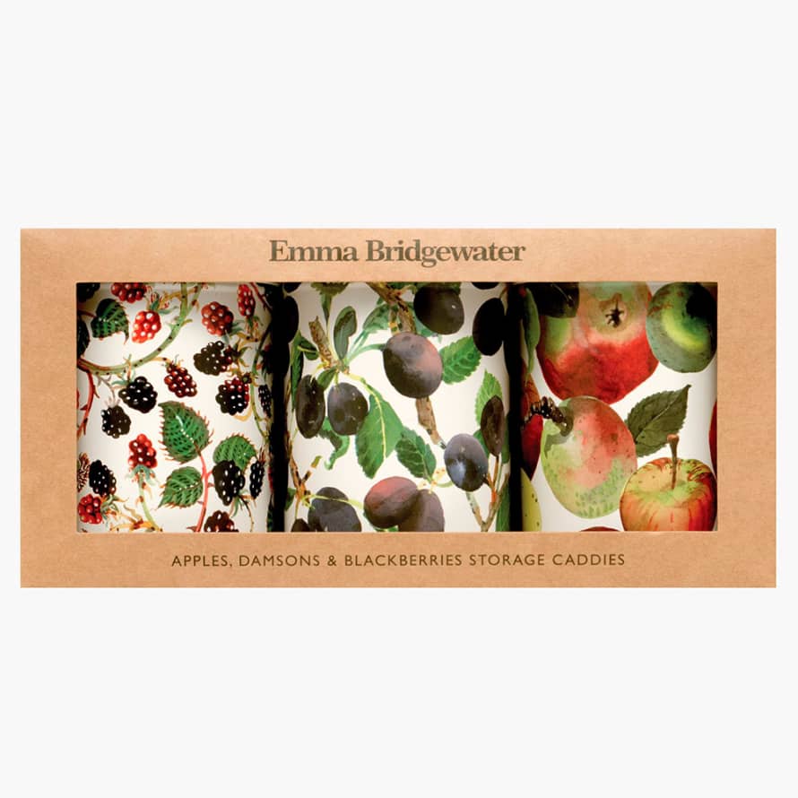 Emma Bridgewater Fruits Set of 3 Round Tin Caddies Boxed