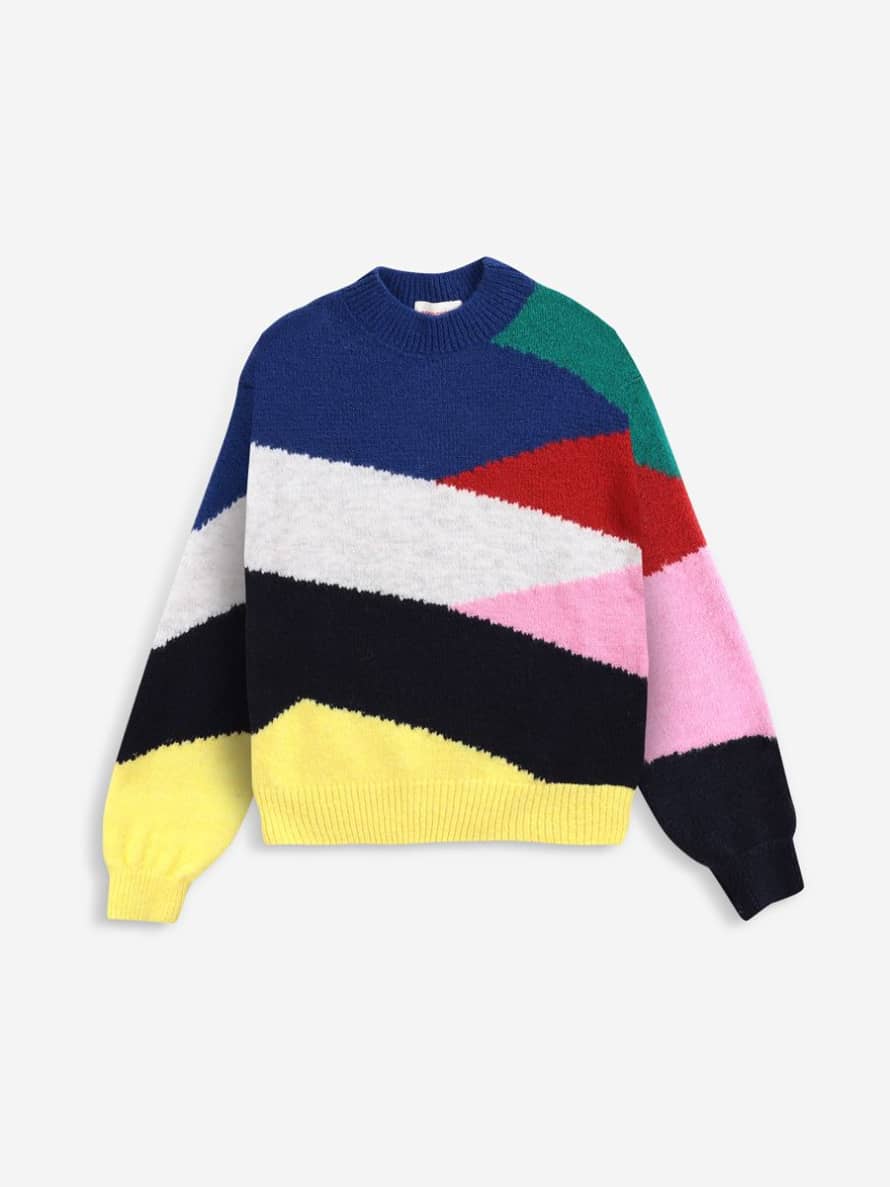 Bobo Choses Multicolor Intarsia Brushed Knit Sweater