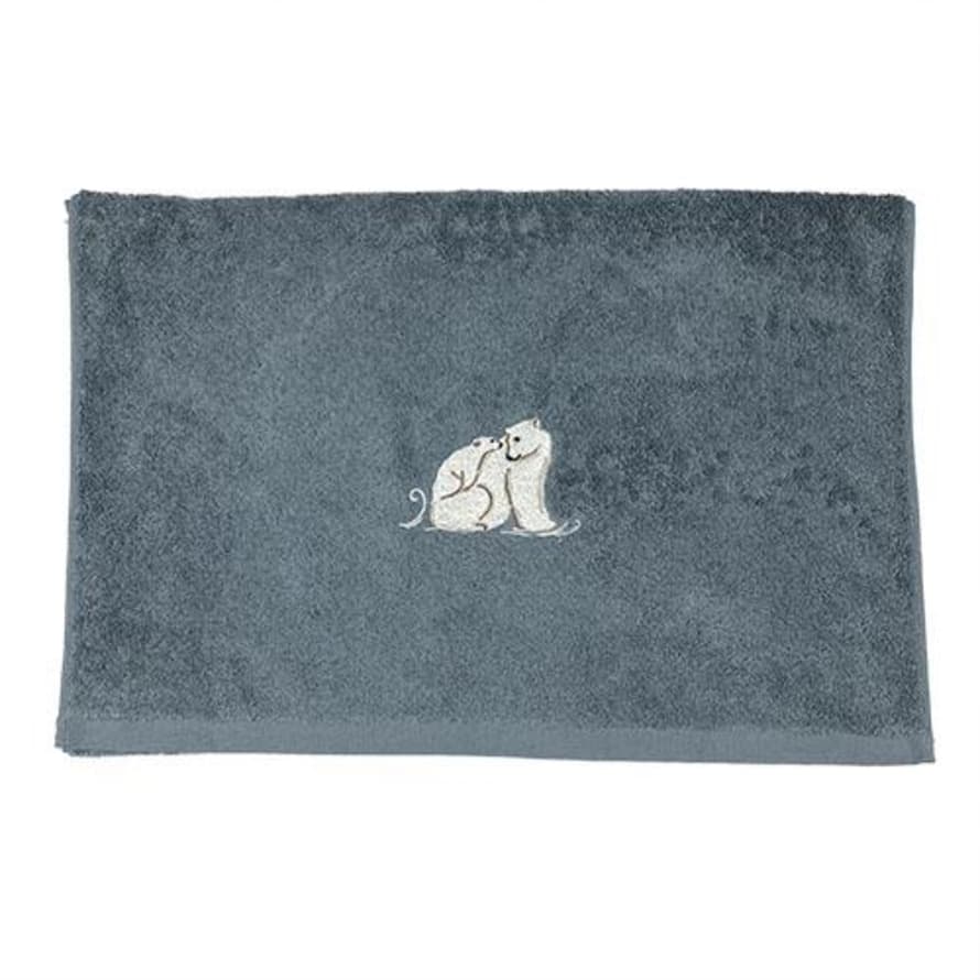 Sylvie Thiriez Arctique Grey Polar Bear Shower  Towel 