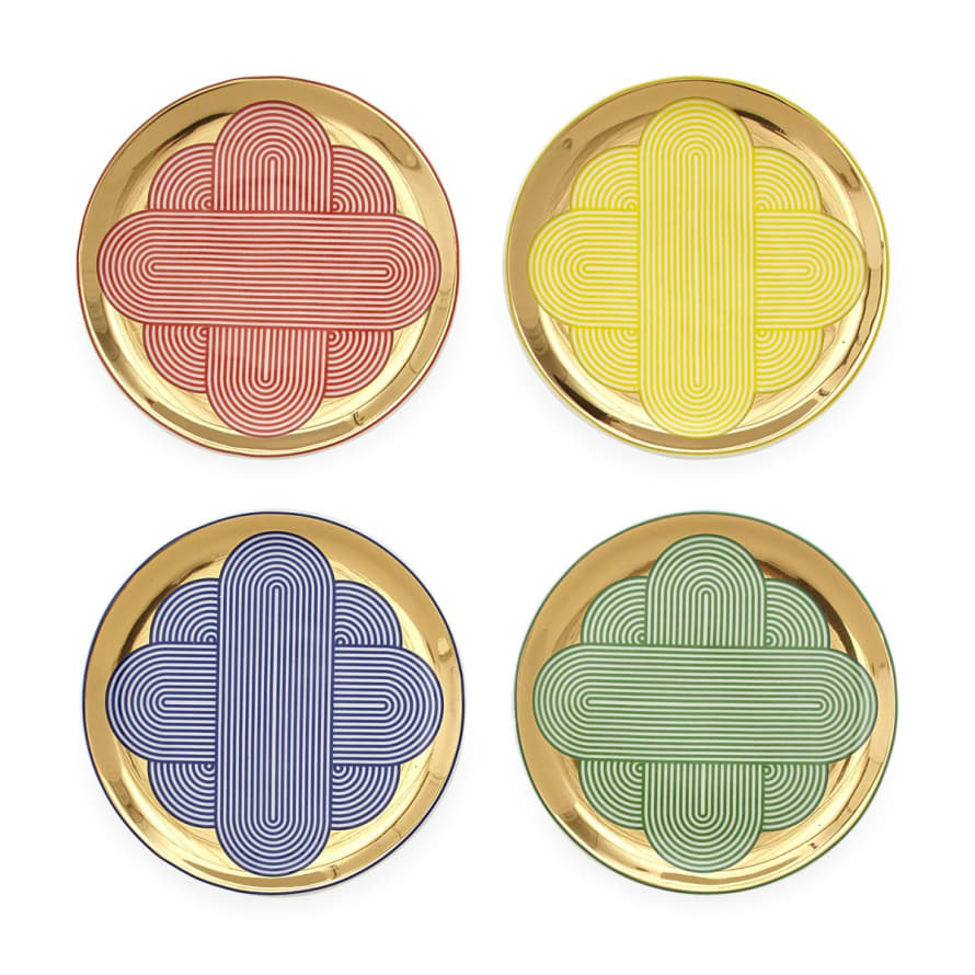 Jonathan Adler Set of 4 Gold Accent Pompidou Coasters