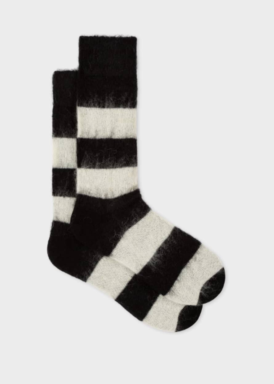 Paul Smith Black And White Mohair-Blend Socks
