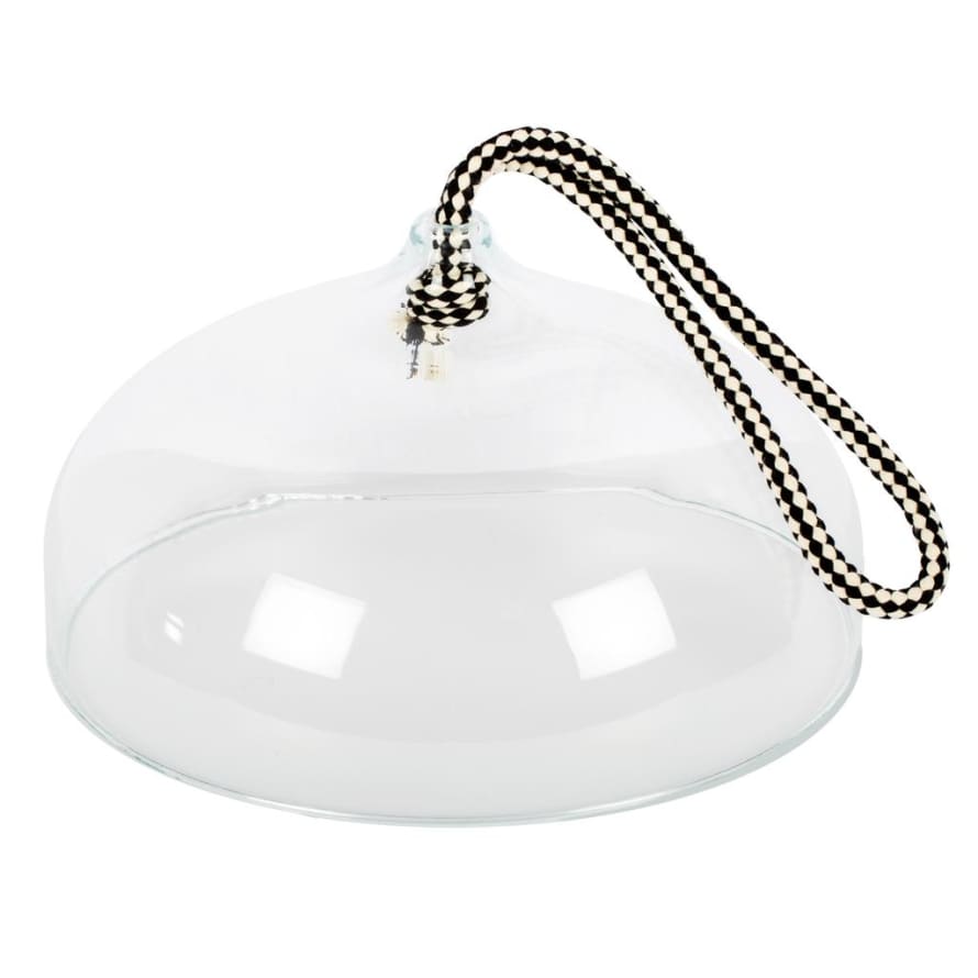 Angel des Montagnes Hand Blown Cloche With Black And White Cord Handle 
