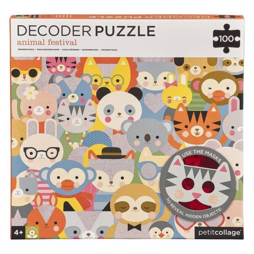 PetitCollage Animal Festival 100 Piece Decoder Puzzle