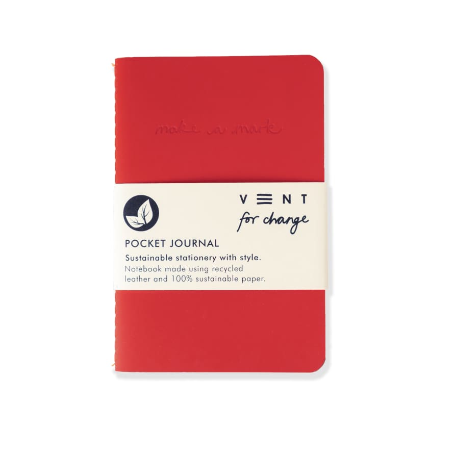 VENT for change Recycled Leather Pocket Notebook Journal – Red
