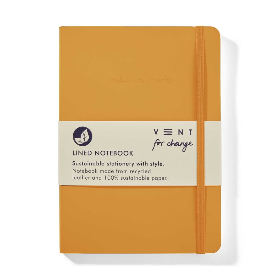 VENT for change Recycled Leather A5 Lined Notebook – Yellow