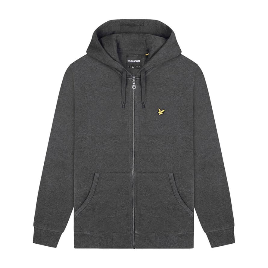 Lyle and Scott Zip Through Hoodie Charcoal Marl