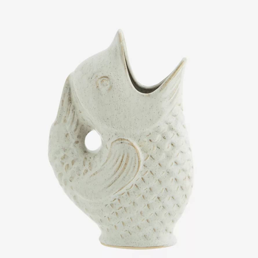 Madam Stoltz Off White Stoneware Fish Vase
