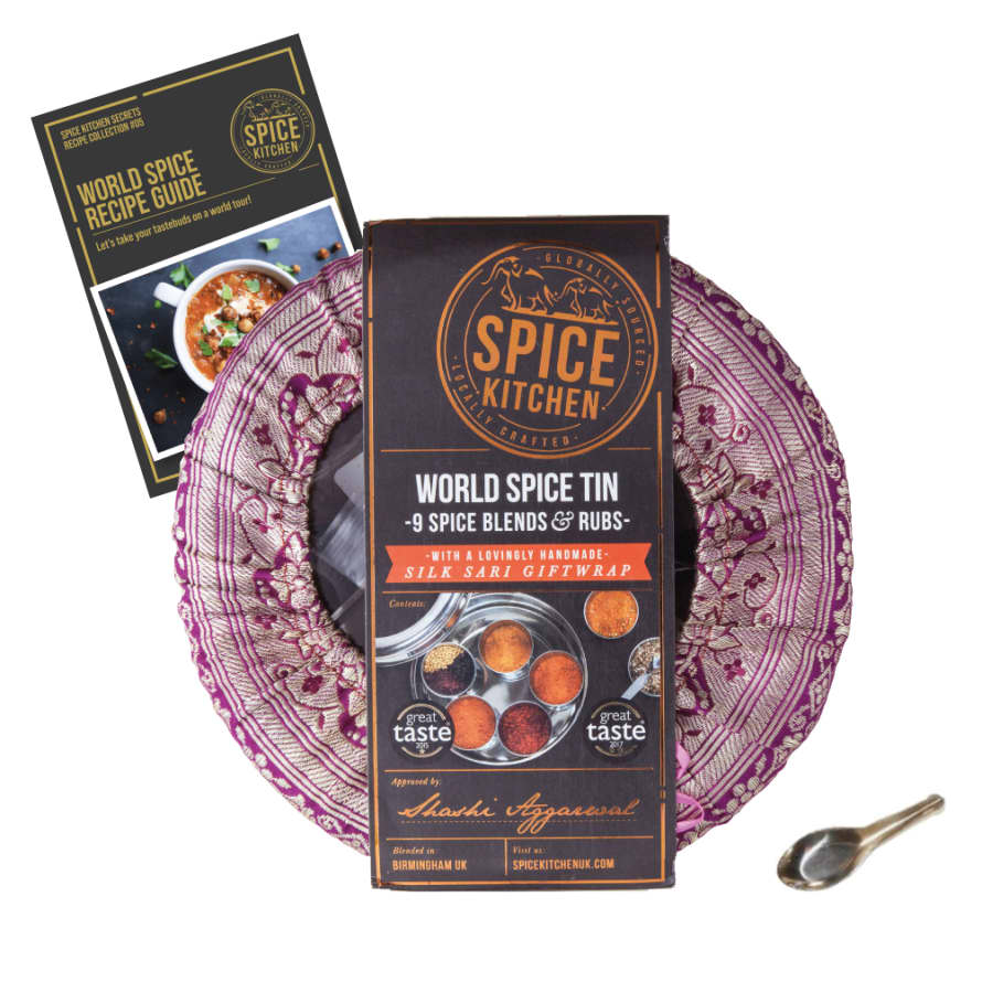 Spice Kitchen World Spice Gift Tin With Sari Wrap