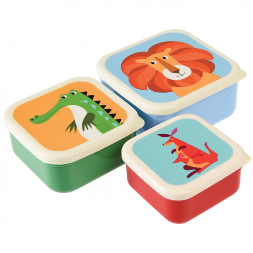 Rex London Set Of 3 Colourful Creatures Snack Boxes