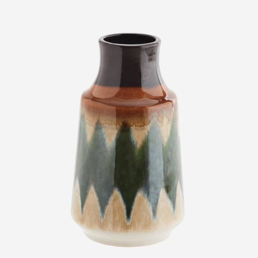 Madam Stoltz Green Cream Stoneware Vase 