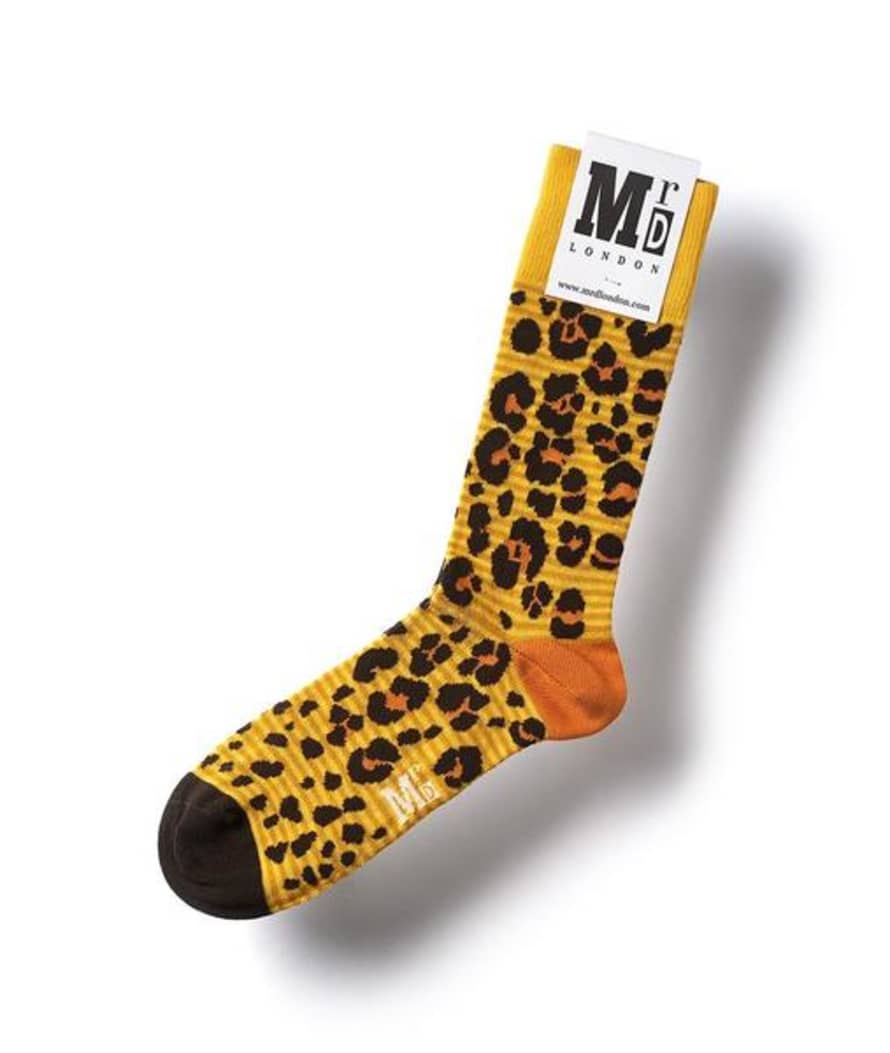 Mr D Leopard Spot Yellow Fine London Socks