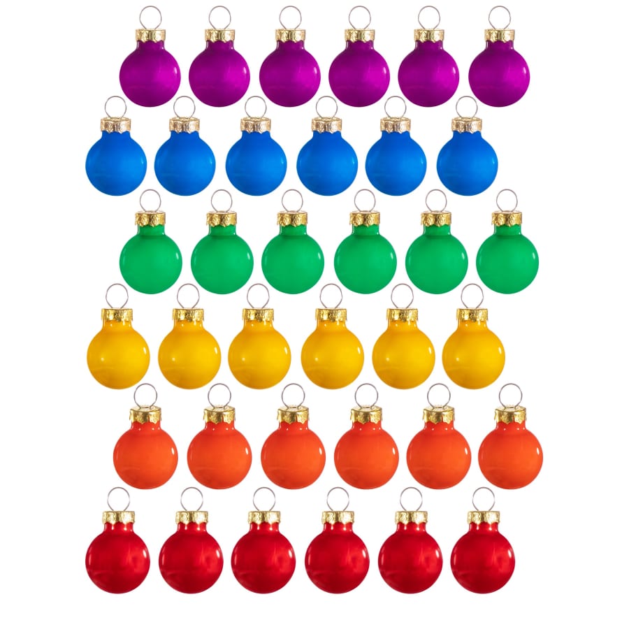 &Quirky Rainbow Mini Baubles : Set of 36 