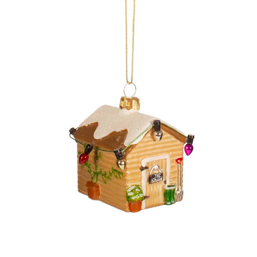 &Quirky Mini Christmas Garden Shed Shaped Bauble