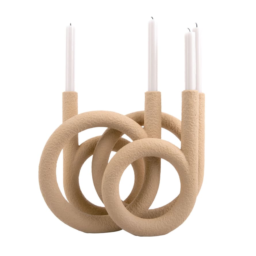 Present Time Candle Holder 'Ring' Sculpture - Sand