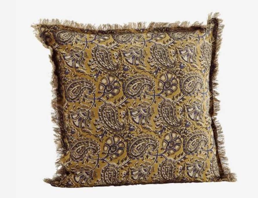 Madam Stoltz Printed Cushion Cover with Fringes