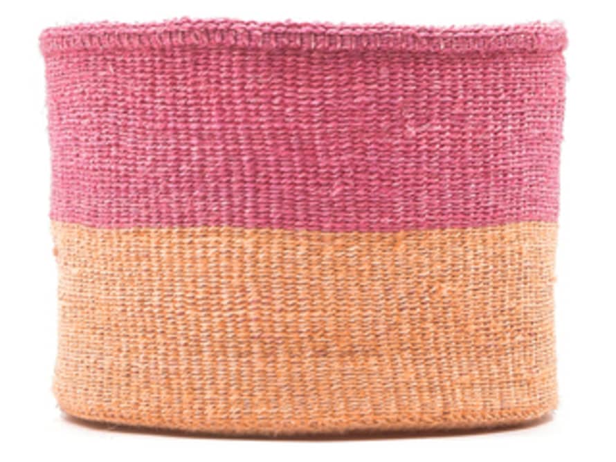 The Basket Room Keti Sand and Dusty Pink Block Colour Basket - Xsmall