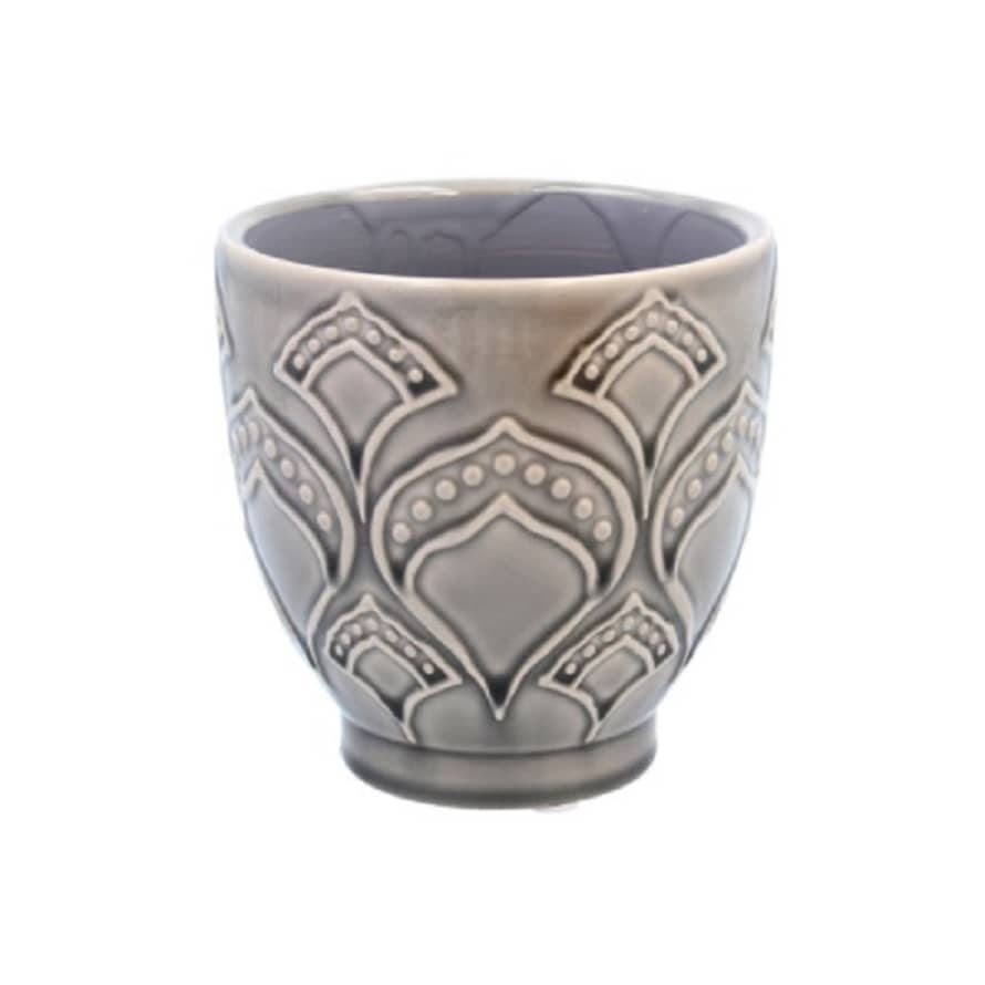 Gisela Graham Grey Damask Ceramic Pot Cover