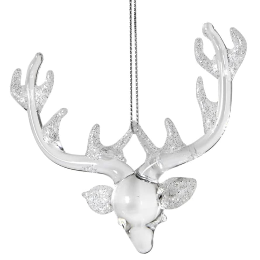 Victoria & Co. Glass Deer Head With Glitter Christmas Bauble