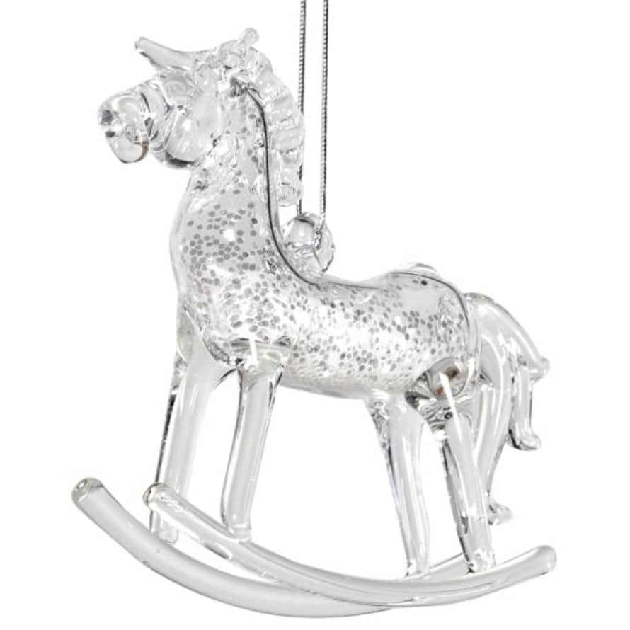 Victoria & Co. Glass Rocking Horse Christmas Decoration