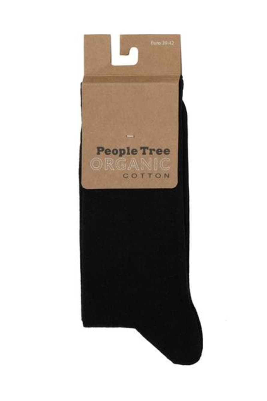 People Tree Chaussettes Unies Noires En Coton Biologique