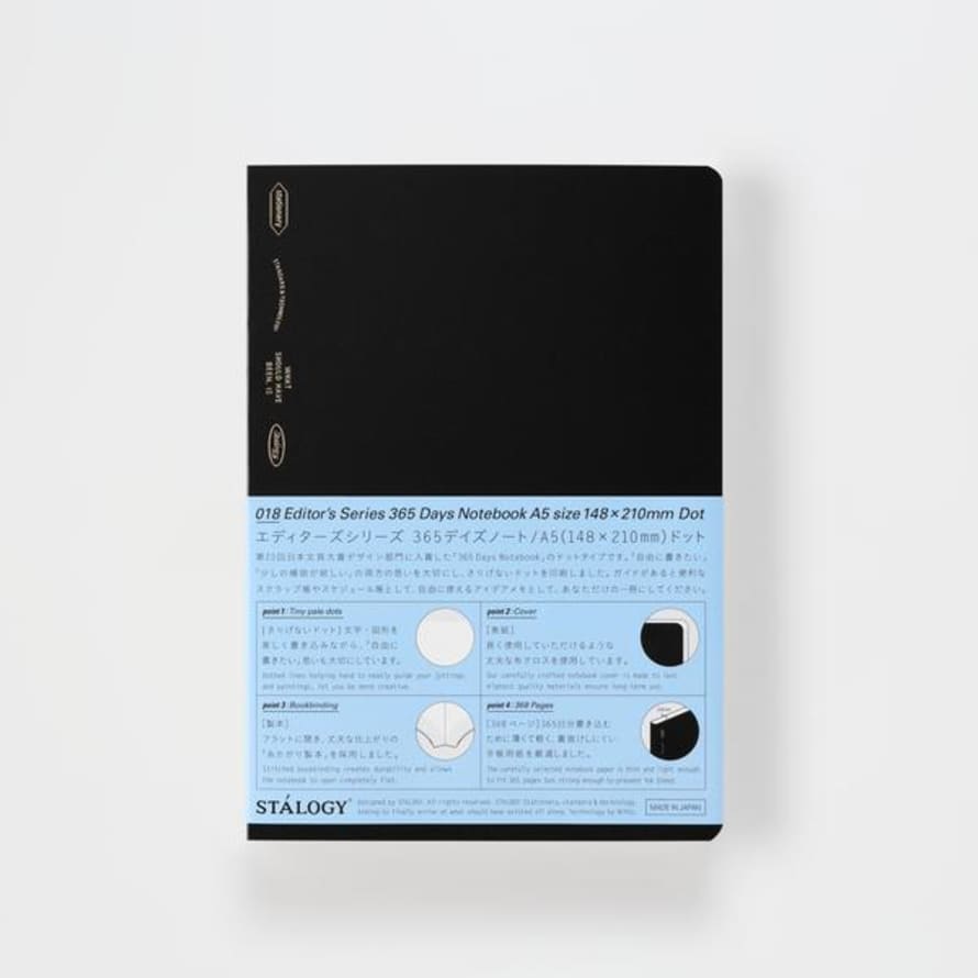 Stalogy 365 Days A5 Notebook Black Dot Grid