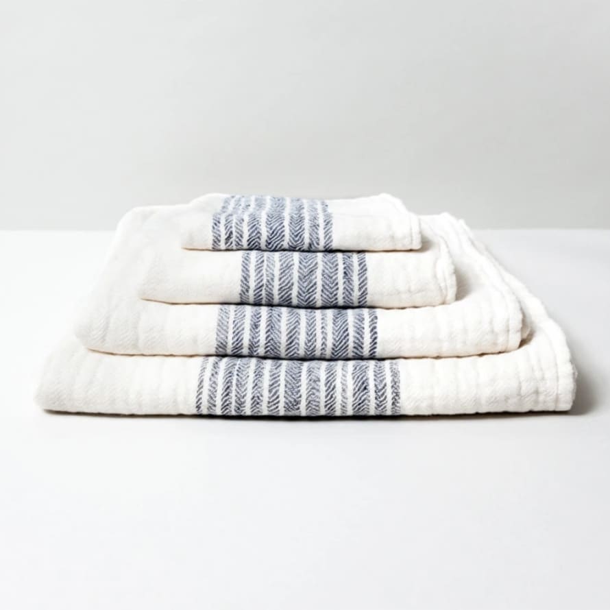 Kontex Flax Bath Towel - Navy Stripes