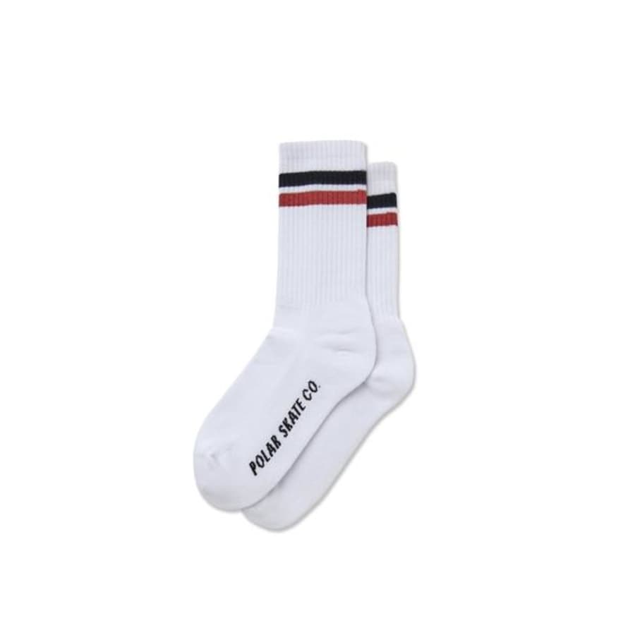 Polar Skate Co Stripe Socks White Black Rust