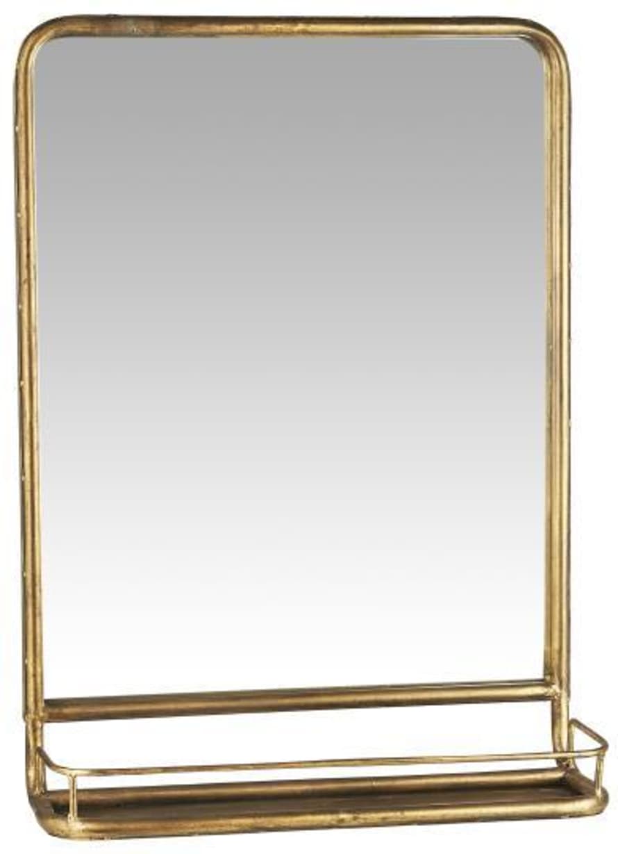 Ib Laursen Wall Mirror W Mini Shelf Brass Tone