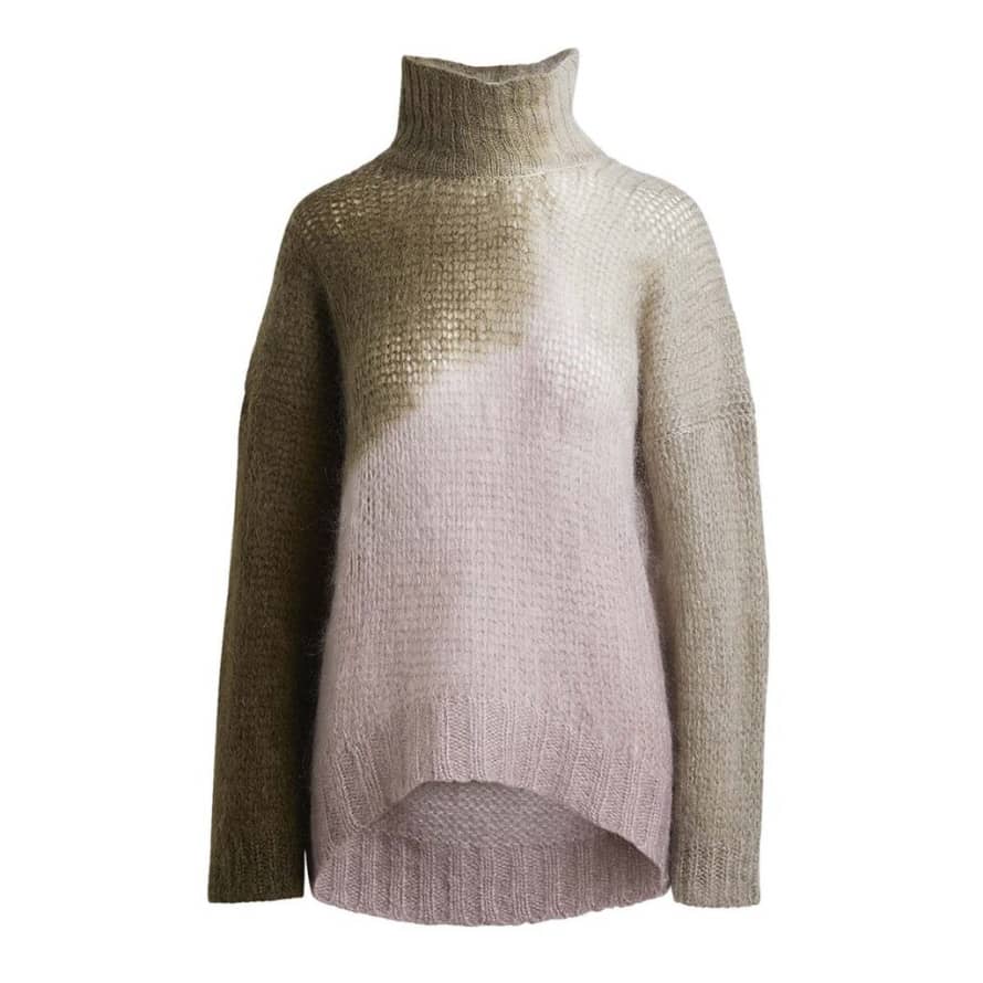 Rabens Saloner Bone Edie Assymetric Blend Funnel Neck Sweater