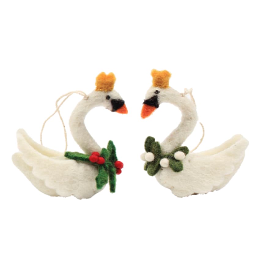 Amica Accessories Swan with Mistletoe Felt Christmas Decoration