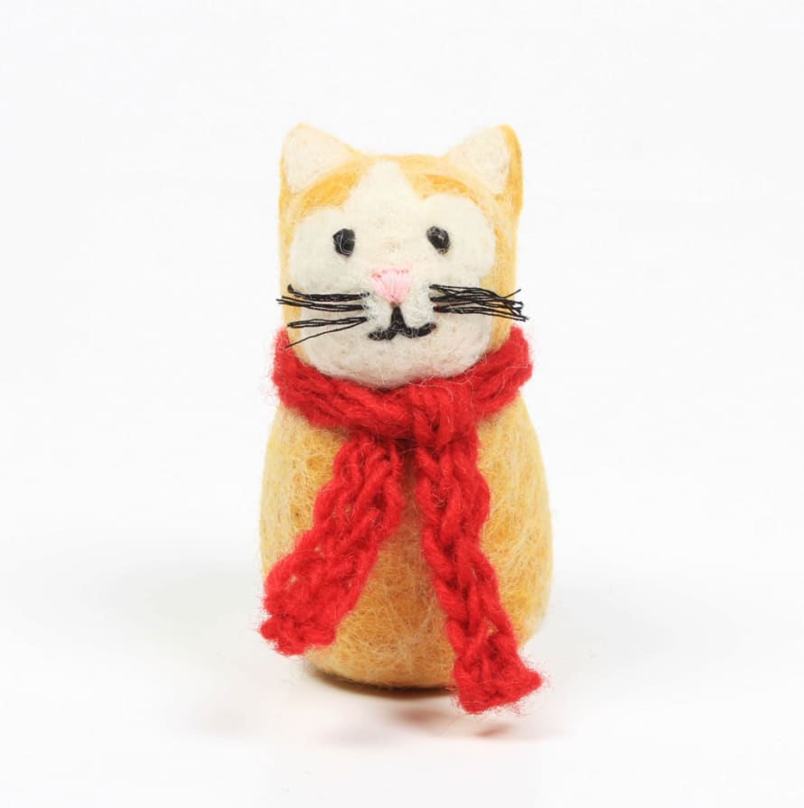 Amica Accessories Ginger Cat With Scarf Felt Christmas Decoration